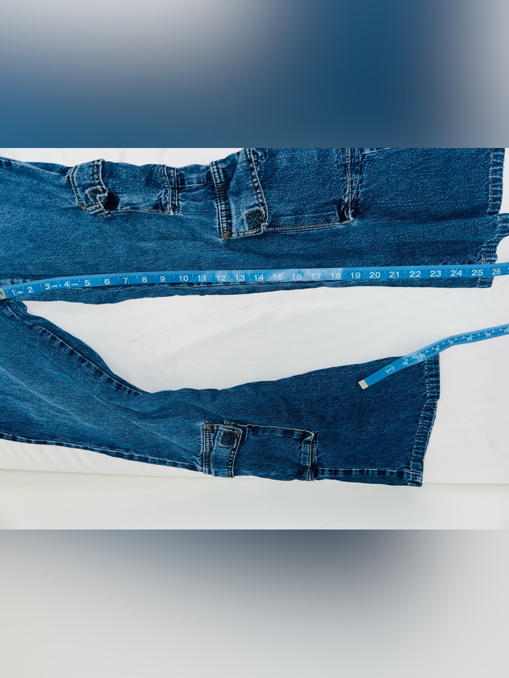 Vintage Y2K Mudd Cargo Flared Jeans 30 x 26 Medium Wash - Picture 7 of 9